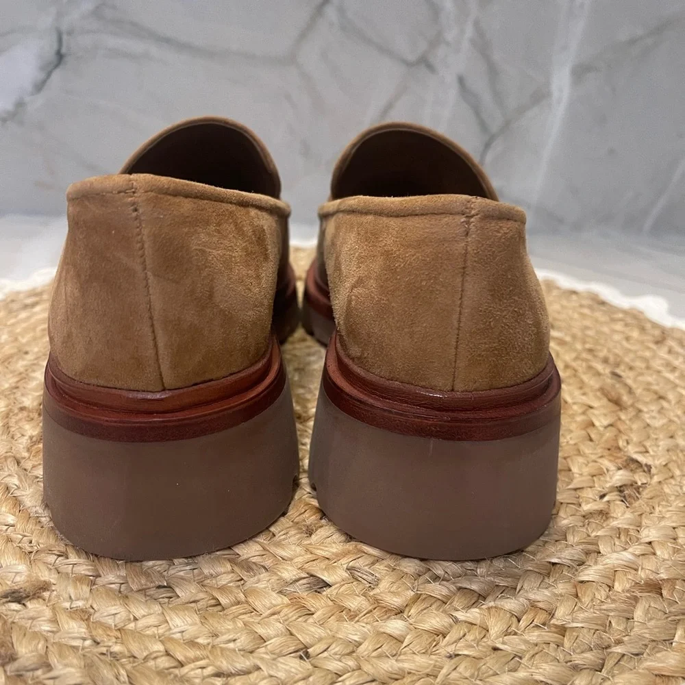 NWOT Vince Robin Suede Penny Loafers Lug Sole in Fawn! - Picture 3 of 6